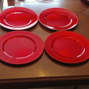 Set of 4 Red Charger Plates (#1)